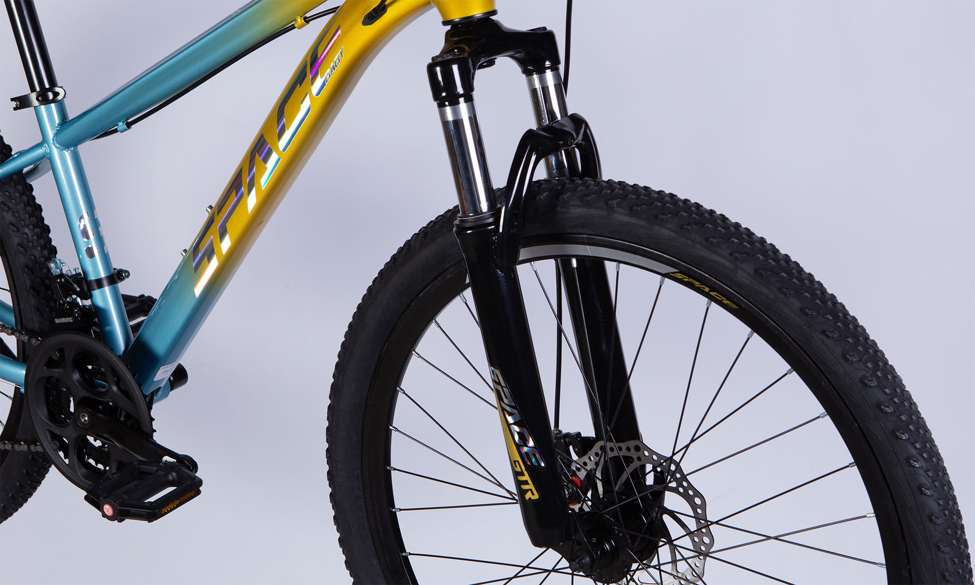 Велосипед SPACE MARS DD FR 26", размер XS, рама-13", рік 2026, золотисто-чорний 3