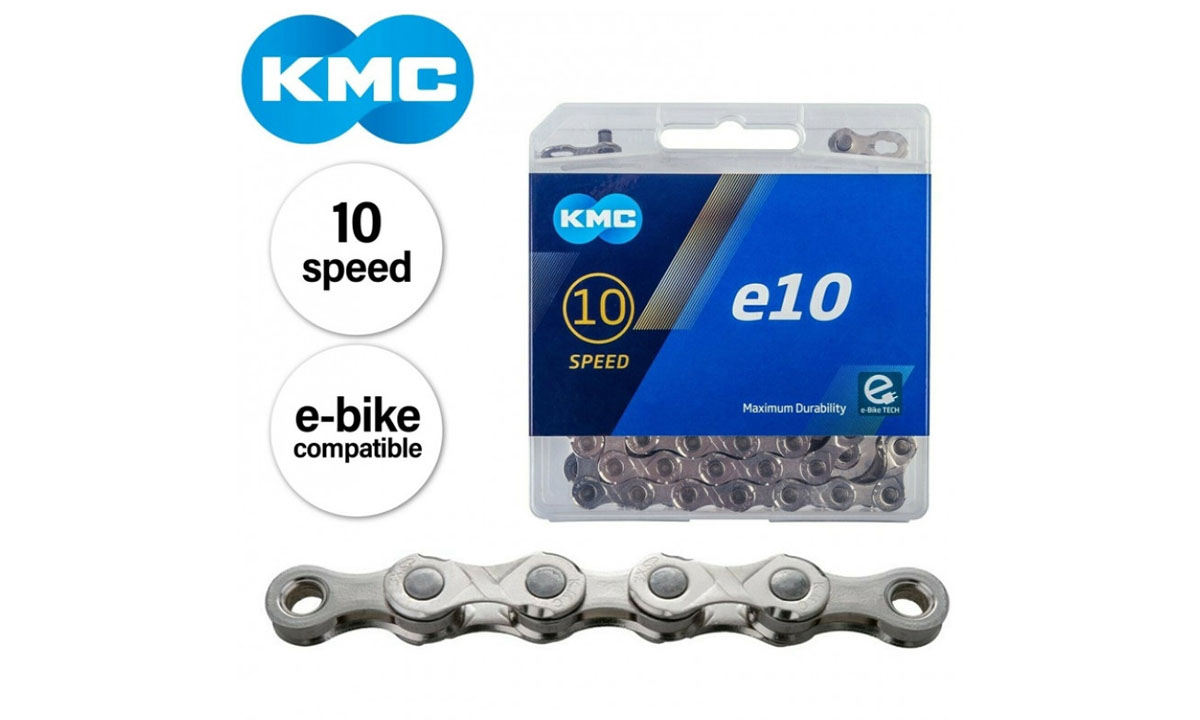 Цепь KMC e10 Silver 10 скоростей 122 звена серебристый + замок 2