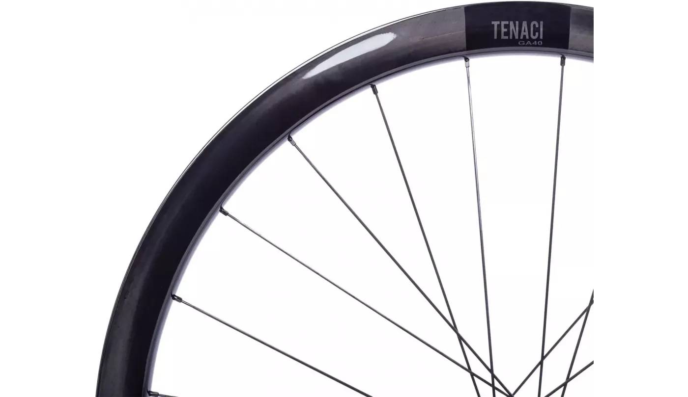 Колесо пер. + задн. 28" ERE TENACI GA40 CARBON, Gravel, 100x12/142x12, CL, HG11, tubeless, черный глянец 3