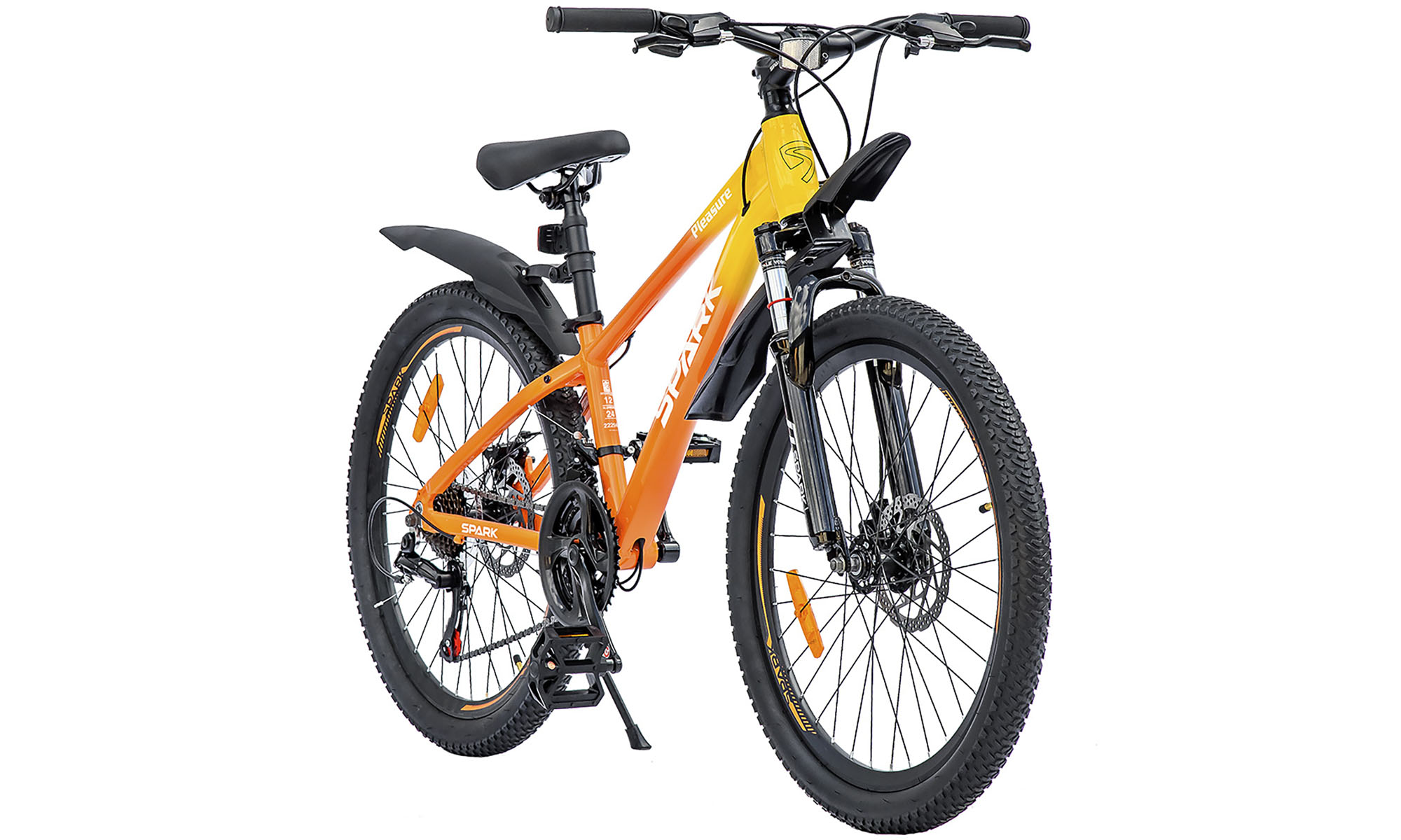 Велосипед SPARK PLEASURE 24", размер XXS, рама 12", 2025, оранжевый с желтым 7