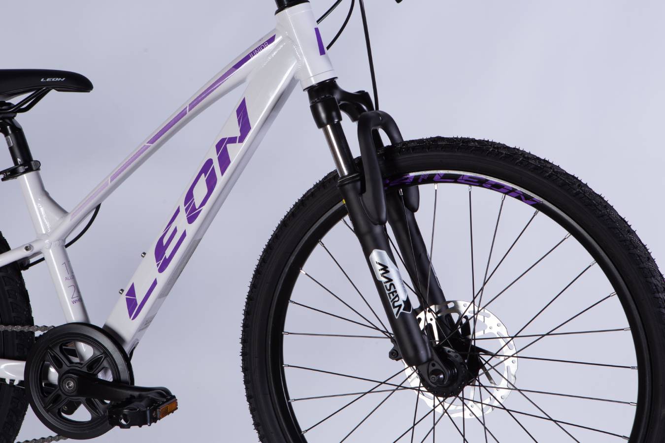 Велосипед Leon JUNIOR DD CS 24", размер XXS, рама 12", 2025, белый с сиреневым 5