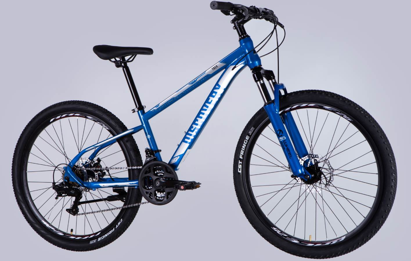 Велосипед Discovery TREK DD FR 26", размер XS, рама-13", 2025, сине-серебристый 2