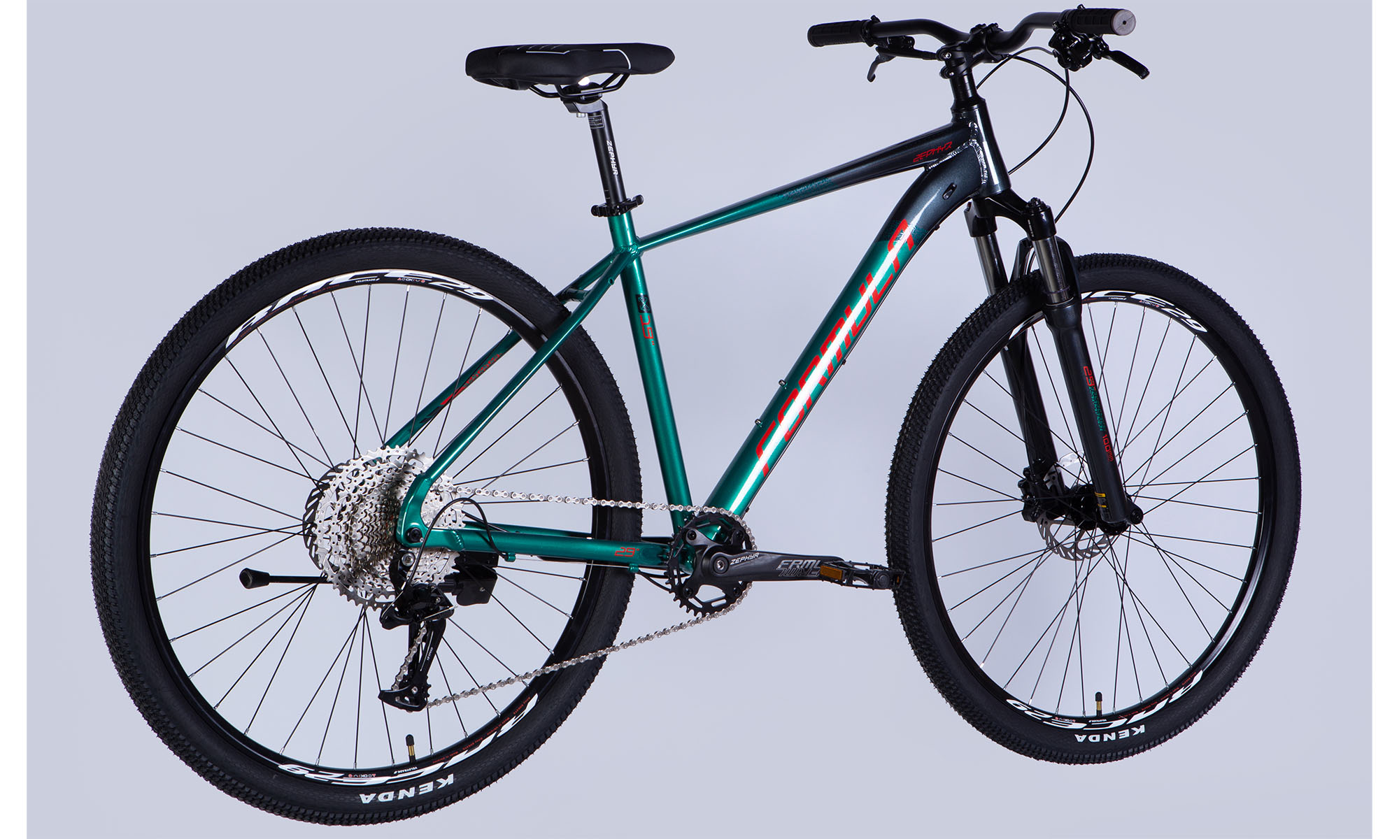 Велосипед Formula ZEPHYR EXPERT HDD 29", размер L, рама-19", 2025, темно-серебристый с зеленым  7