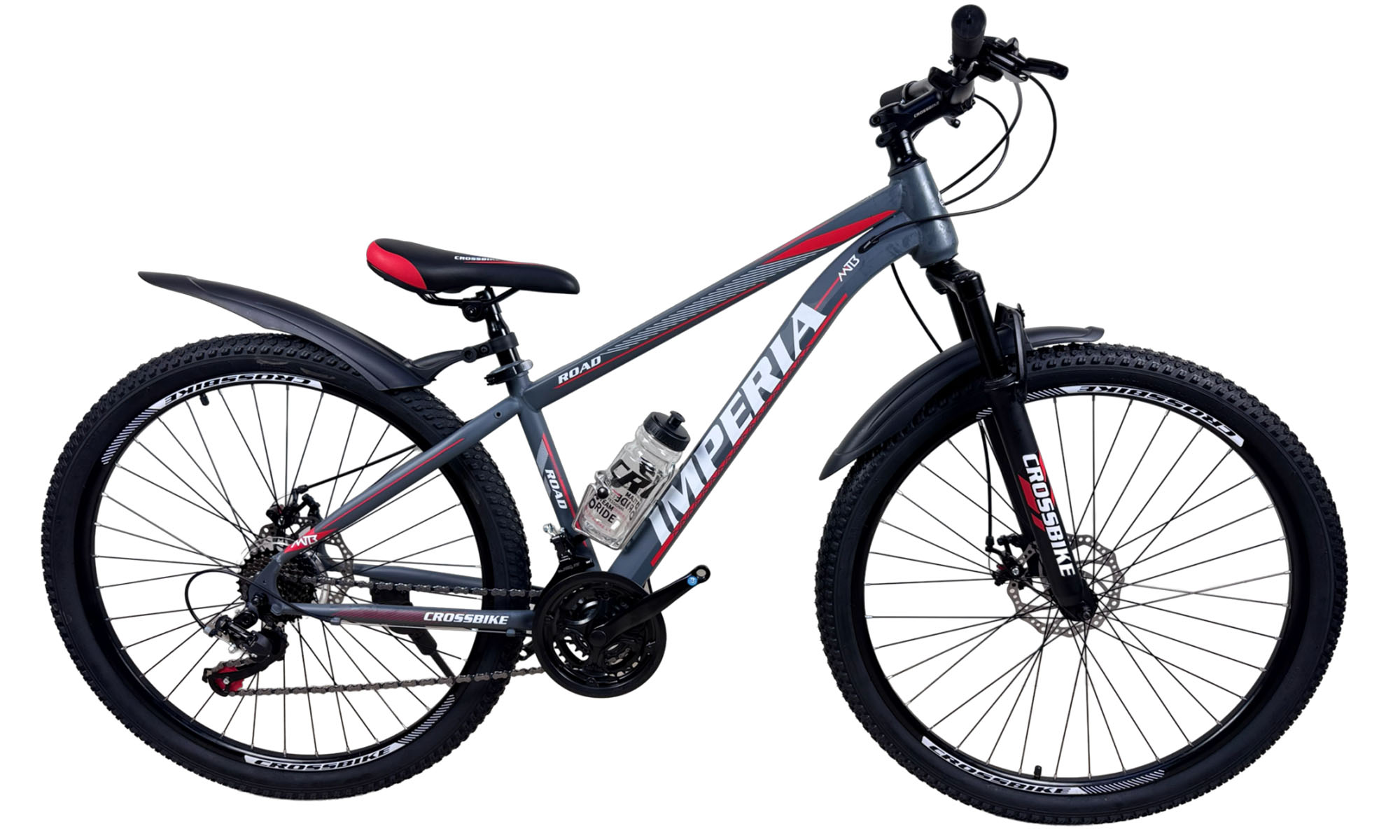 Велосипед CrossBike Imperia 27.5", размер S, рама 15", год 2026, Серый-Красный 