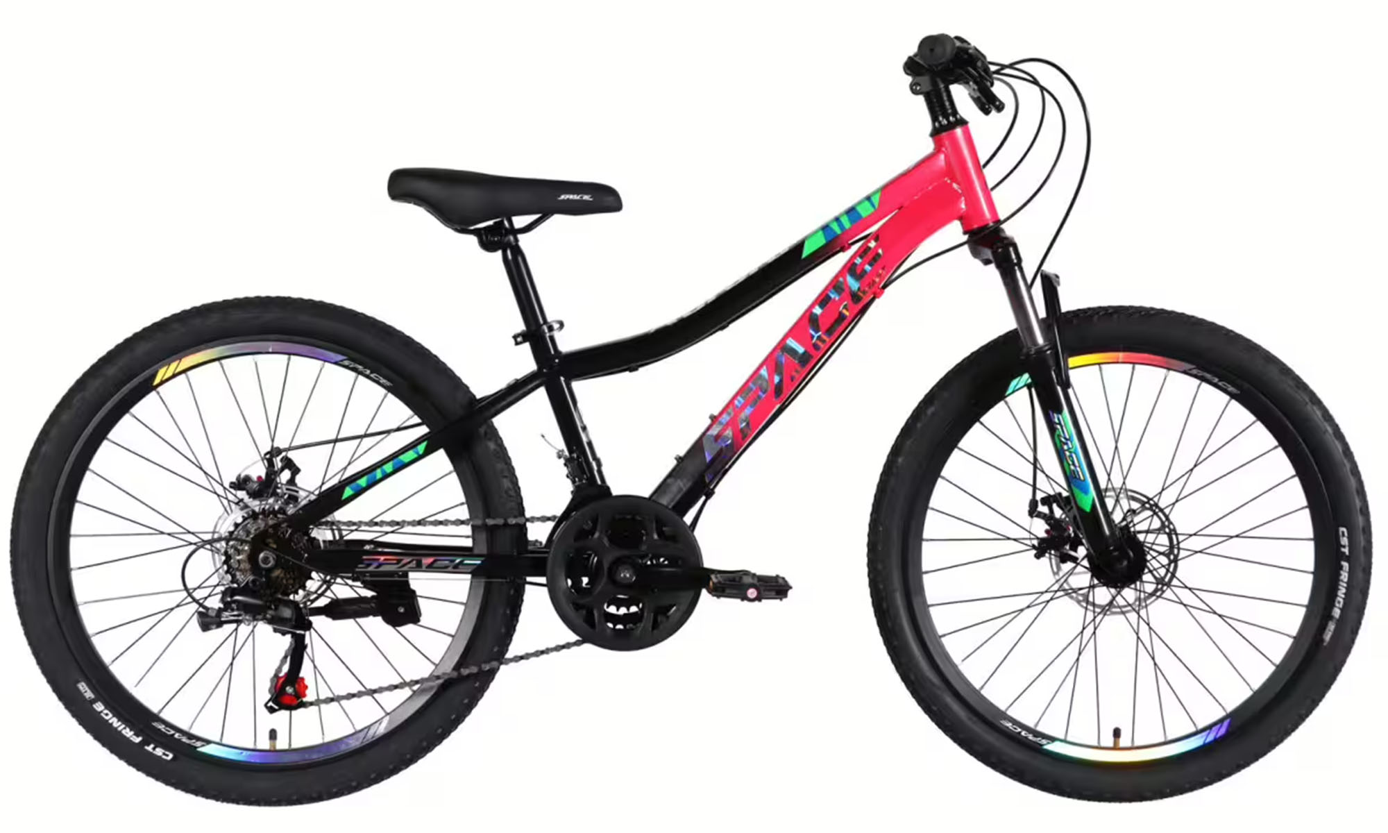 Велосипед SPACE AURORA DD FR 24", розмір XXS, рама 12", рік 2026, рожево-чорний Велосипед SPACE AURORA DD FR 24", розмір XXS, рама 12", рік 2026, рожево-чорний