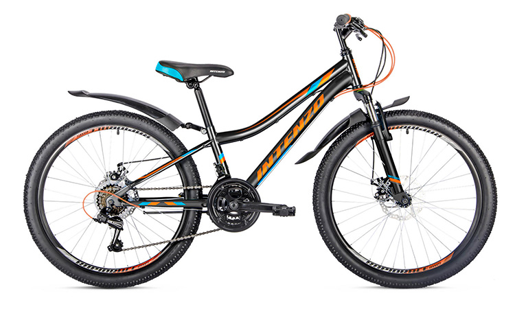 Фотография Велосипед Intenzo NITRO DISK 24" размер XXS 2024 Черно-оранжевый