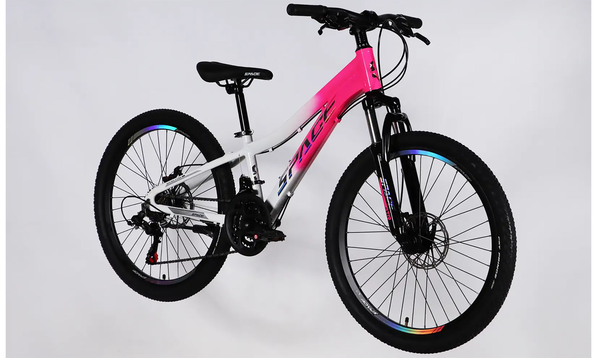 Велосипед SPACE IZIDA DD FR, 24", розмір XXS, рама-11", рік 2026, рожево-білий 3 Велосипед SPACE IZIDA DD FR, 24", розмір XXS, рама-11", рік 2026, рожево-білий 3