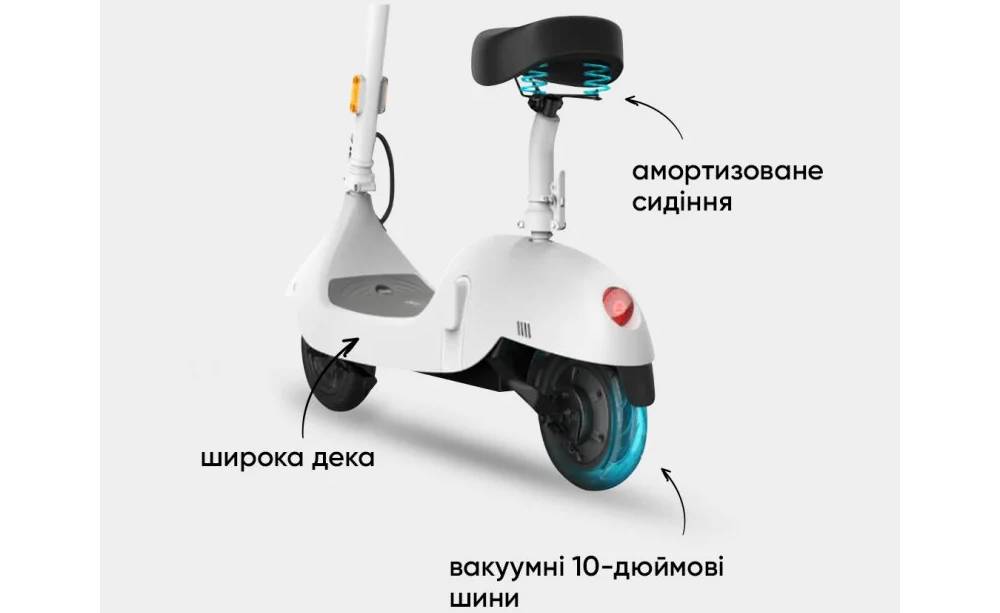 Электросамокат с сидением OKAI Ceetle PRO EA10C 10" 350(900)W, 25Km/h, 10,4Ah, NFC, App, белый 11 Электросамокат с сидением OKAI Ceetle PRO EA10C 10" 350(900)W, 25Km/h, 10,4Ah, NFC, App, белый 11