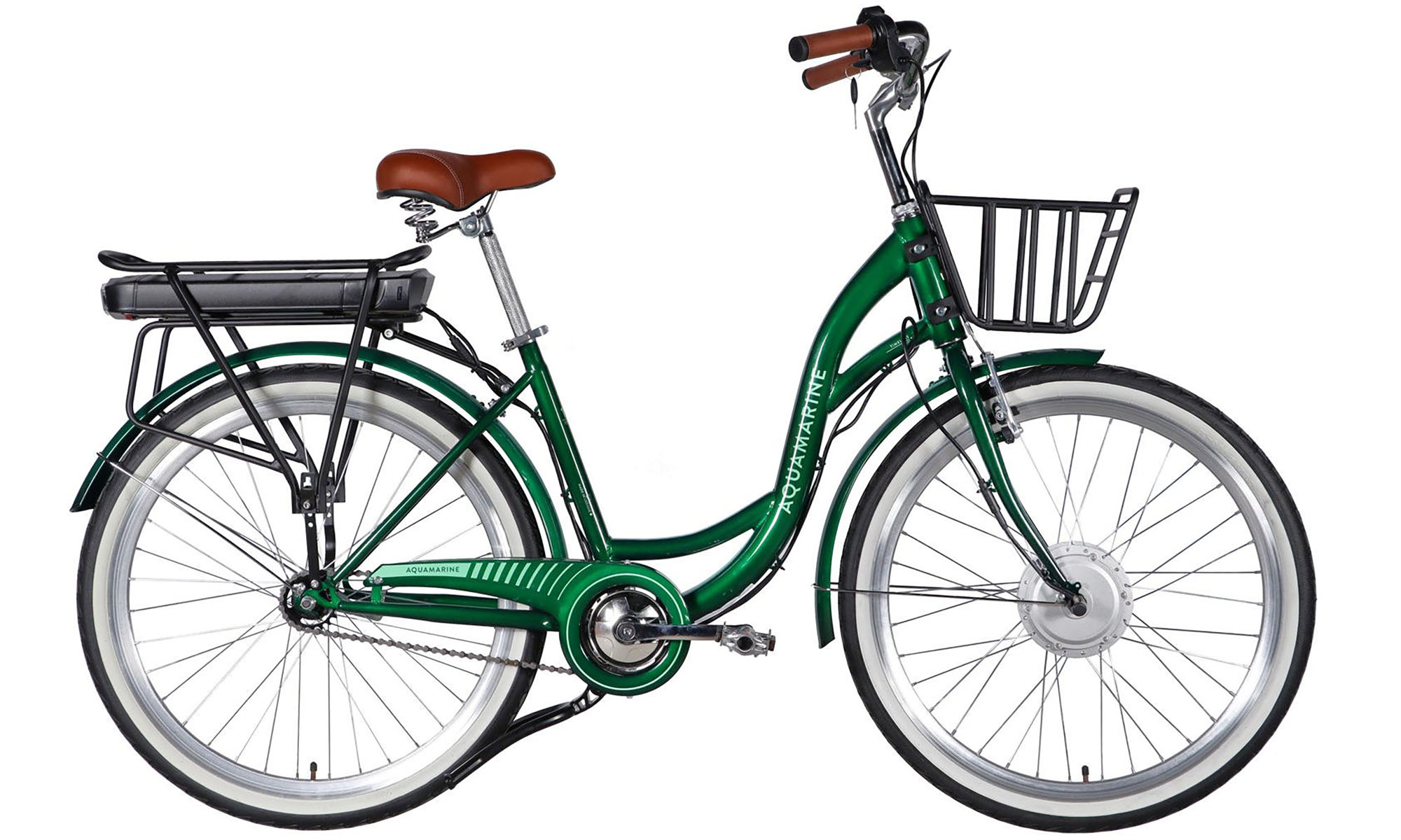 Велосипед с электроприводом Dorozhnik eAQUAMARINE BH 26", размер M, рама-17", 36B, 13А*ч, 500Вт, год 2026, зеленый с корзиной Велосипед с электроприводом Dorozhnik eAQUAMARINE BH 26", размер M, рама-17", 36B, 13А*ч, 500Вт, год 2026, зеленый с корзиной