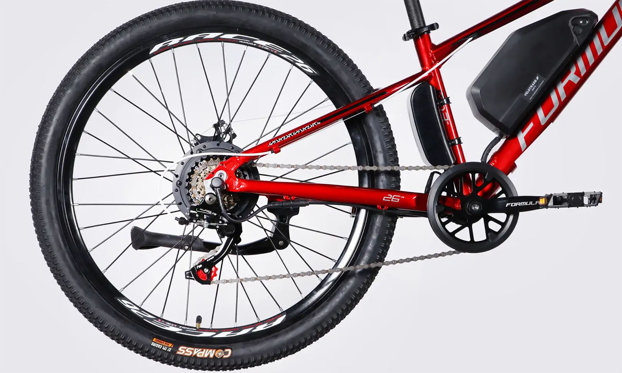 Велосипед з електроприводом Formula eMOTION DD FR 26", розмір XS, рама-13", 36B, 10А*г, 500Вт, рік 2026, червоно-сріблястий 3