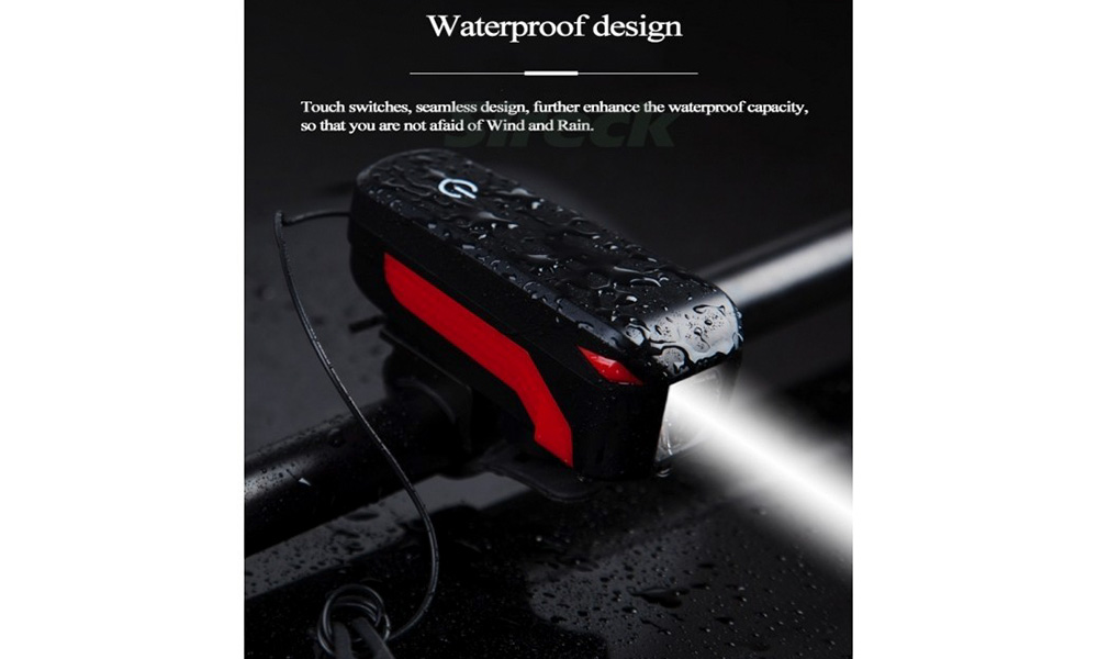 Фонарь передний BC-FL1552 350 лм Li-on 2000 мАч с эл звонком 120дб USB, черно-красный 3 Фонарь передний BC-FL1552 350 лм Li-on 2000 мАч с эл звонком 120дб USB, черно-красный 3