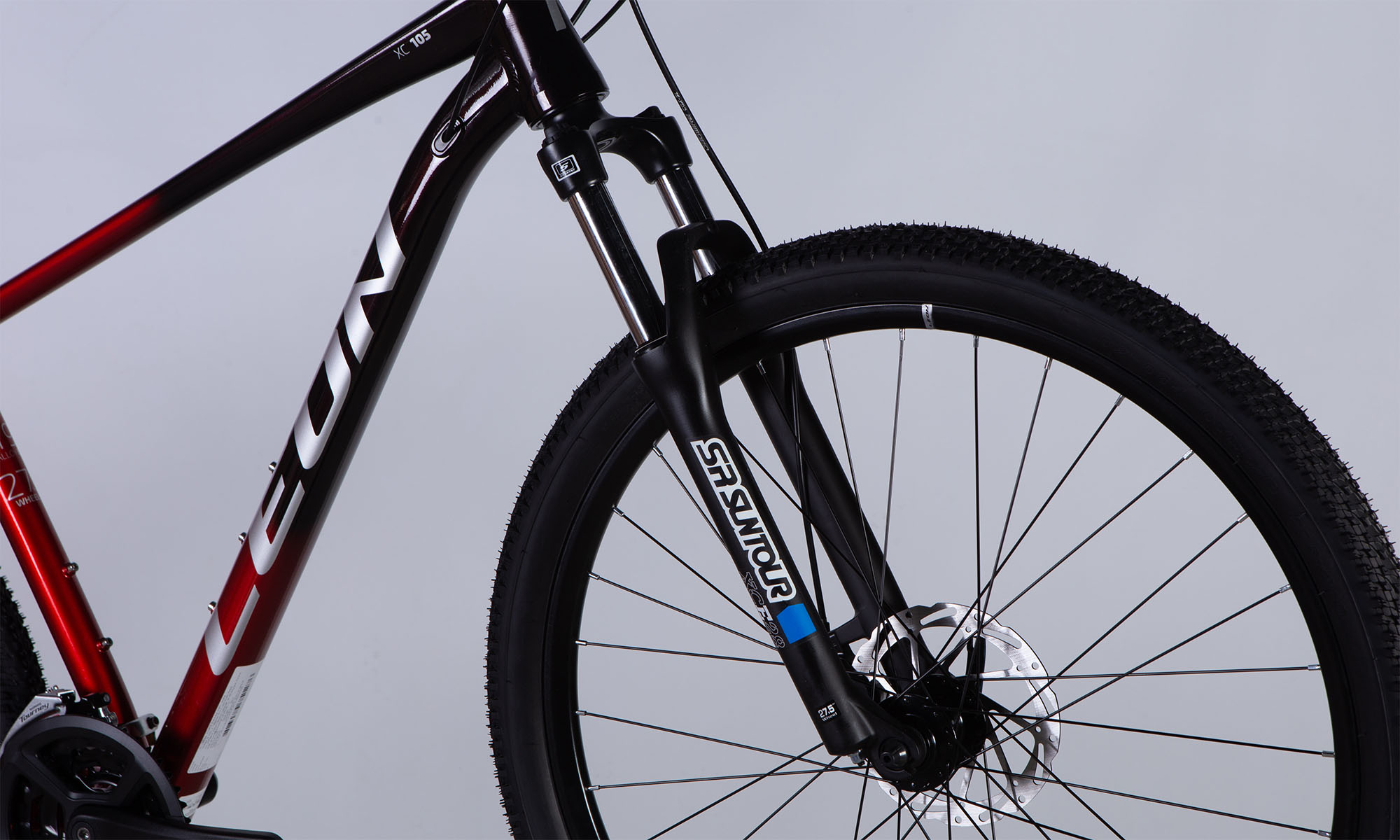 Велосипед Leon XC 105 DD CS 27,5", размер L, рама 19", год 2025, черный с красным 4