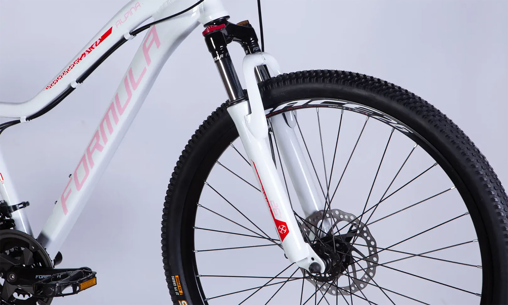 Велосипед Formula ALPINA DD FR, 26", размер S, рама 15", год 2026, белый с розовым 4