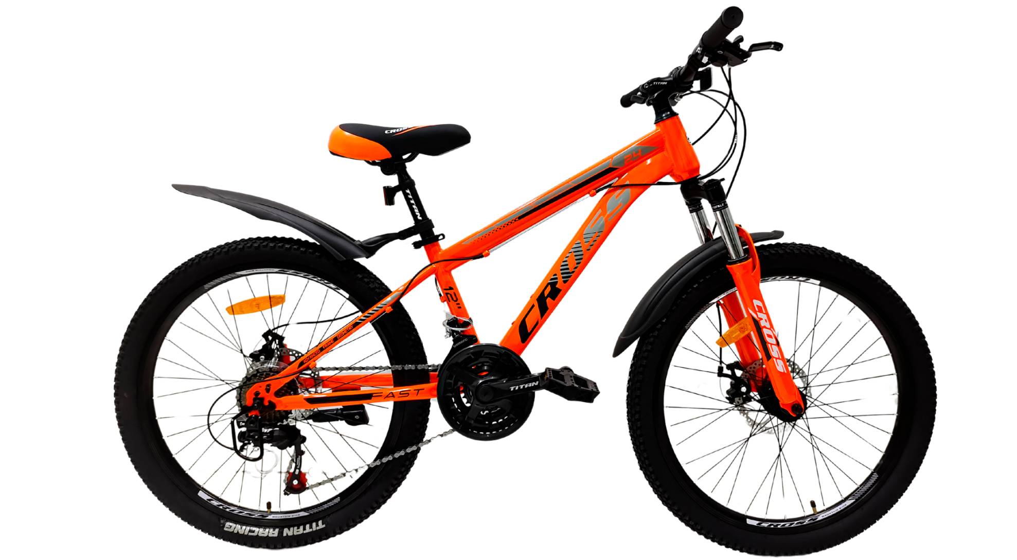 Фотография Велосипед Cross FAST 24" размер XXS рама 12" (2023) Оранжевый-Серый