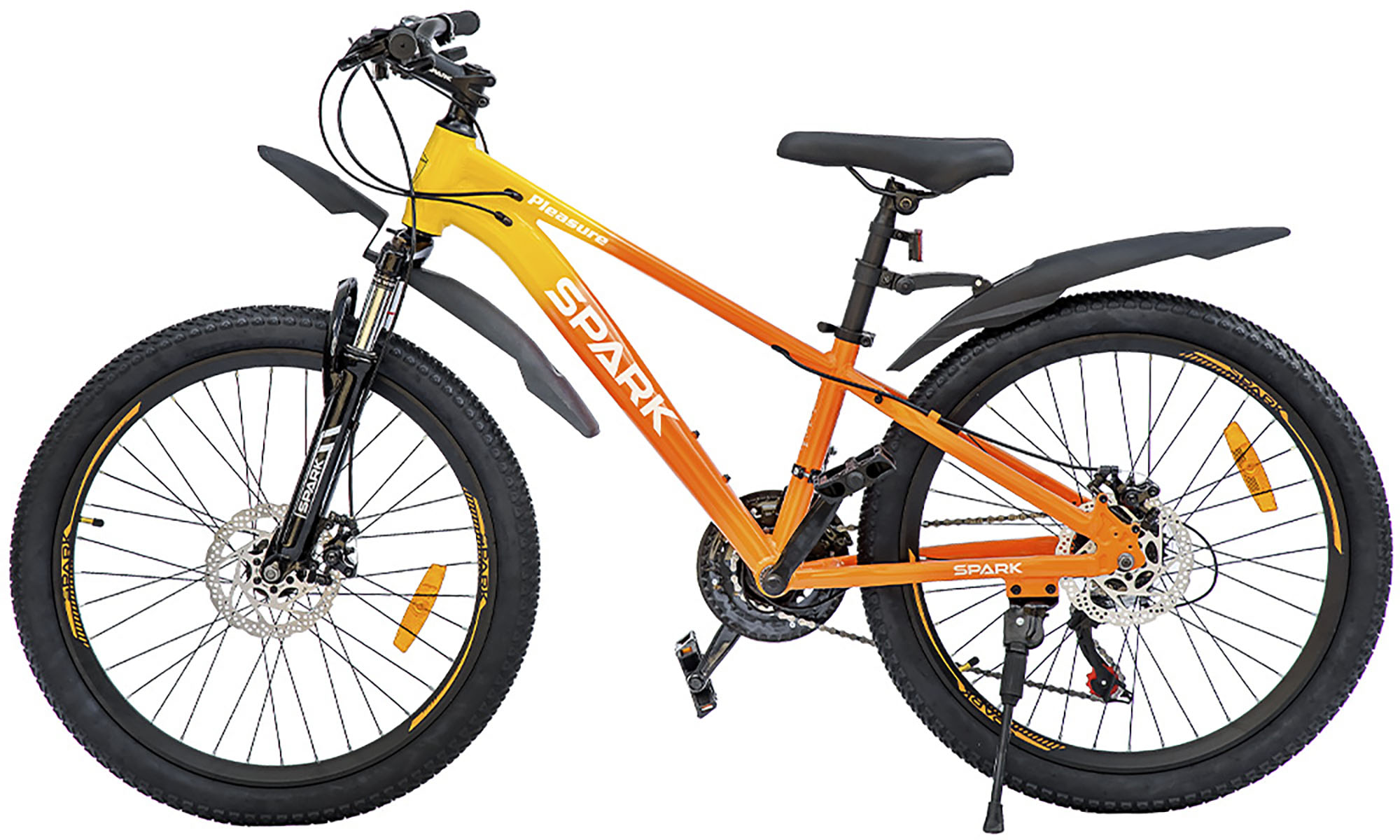 Велосипед SPARK PLEASURE 24", размер XXS, рама 12", 2025, оранжевый с желтым 8