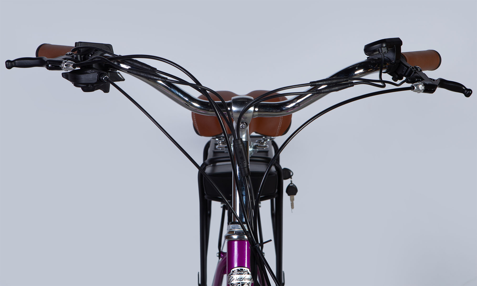 Велосипед з електроприводом Dorozhnik eRUBY DD FR 26" розмір M рама-17" 48B 12.5А*год 500Вт 2025 пурпурний YS 7809 7