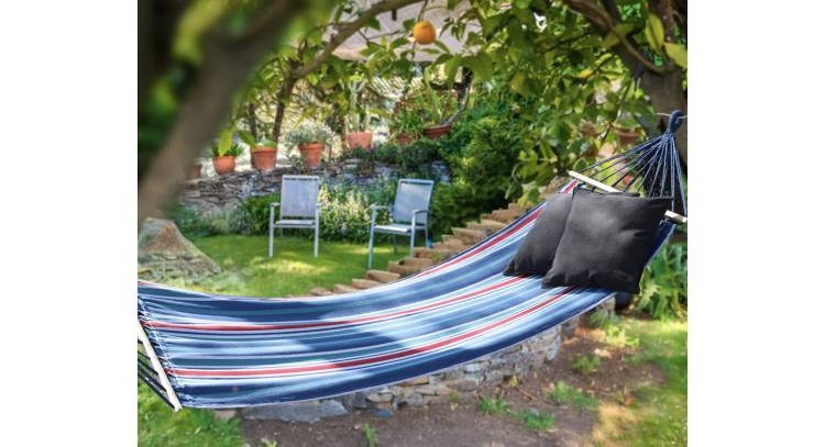 Гамак гавайский Jumi Garden тканевий с планкой сине-красный 6 Гамак гавайский Jumi Garden тканевий с планкой сине-красный 6