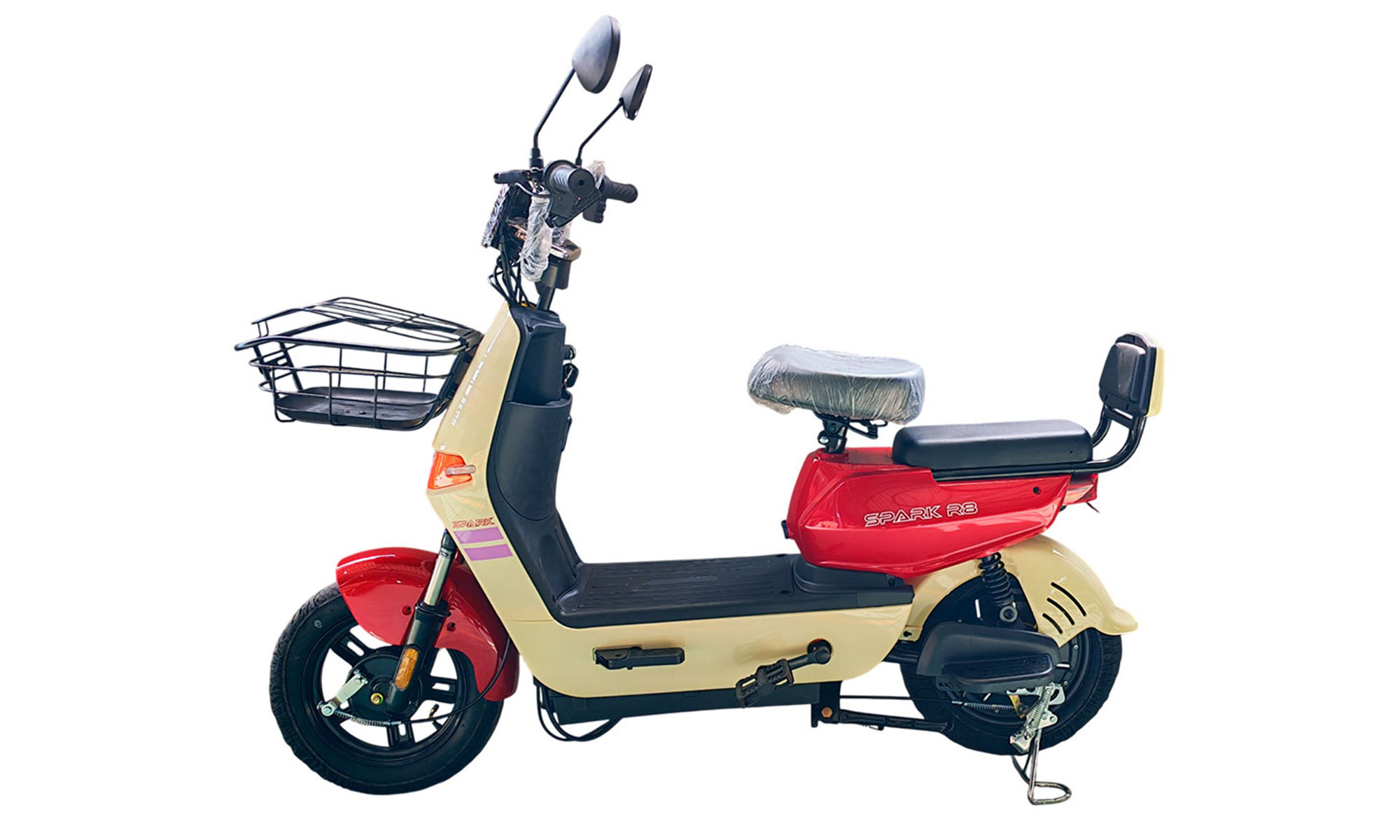 Велосипед с электромотором SPARK R8 10", рама 14", 60V/800W/20Ah LiFePO4, год 2026, бежевый с красным Велосипед с электромотором SPARK R8 10", рама 14", 60V/800W/20Ah LiFePO4, год 2026, бежевый с красным