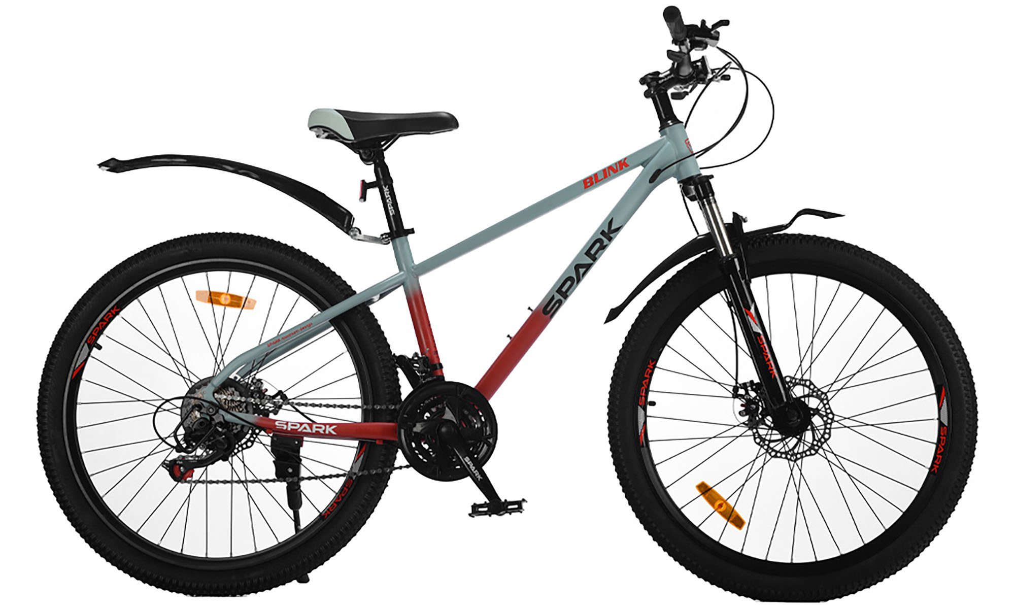 Велосипед SPARK BLINK 26", размер S, рама 15", год 2026, серый с красным 