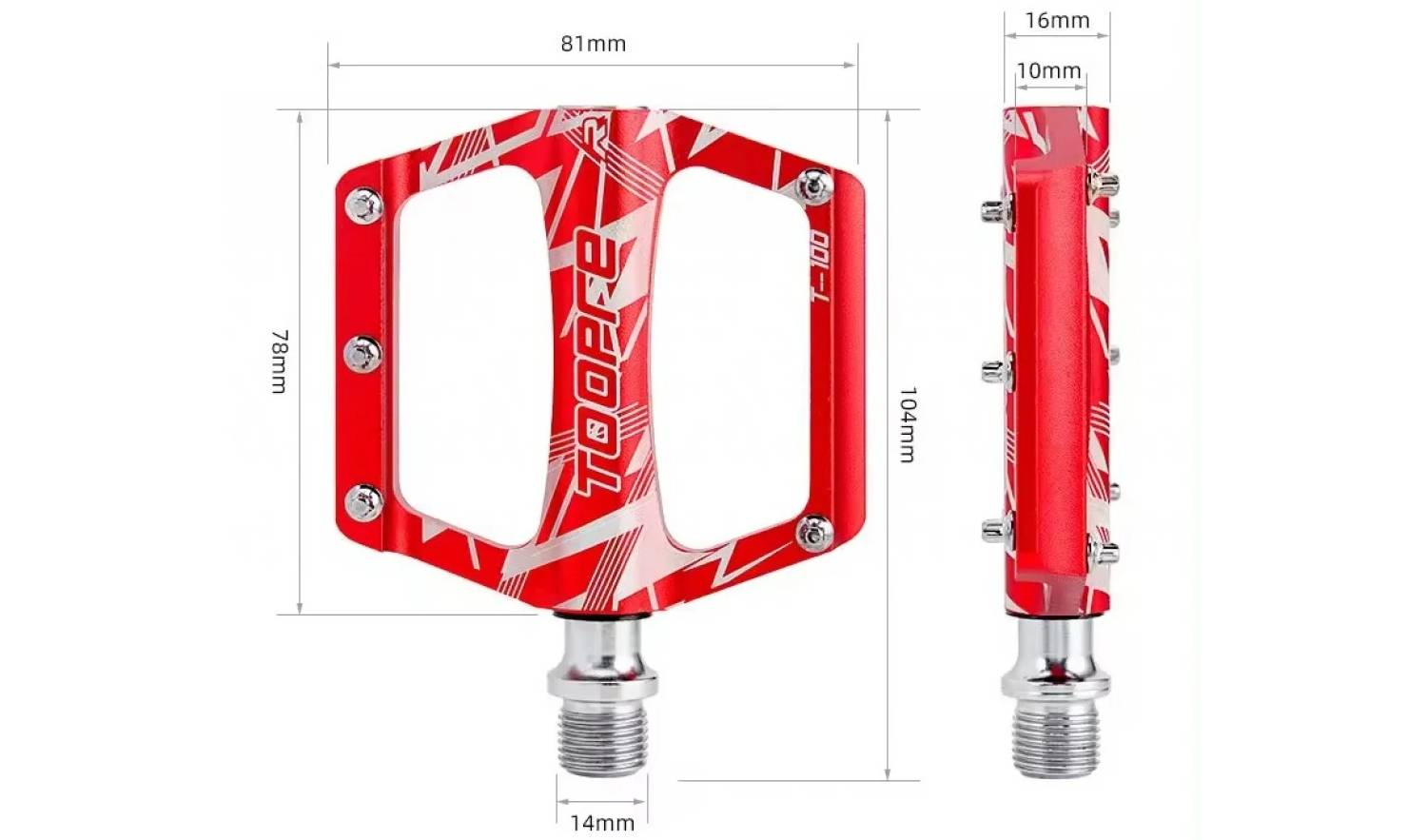 Педали Toopre BPL039 Ultralight промы, красный 2 Педали Toopre BPL039 Ultralight промы, красный 2