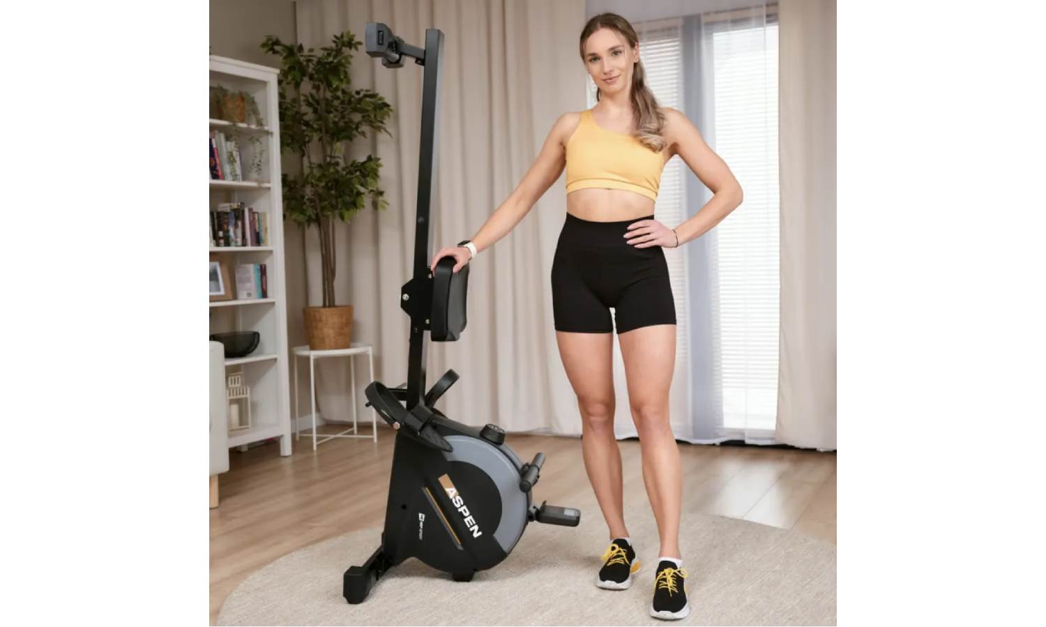 Гребный тренажер Hop-Sport HS-080R Aspen магнитный чорно-золотистый 13