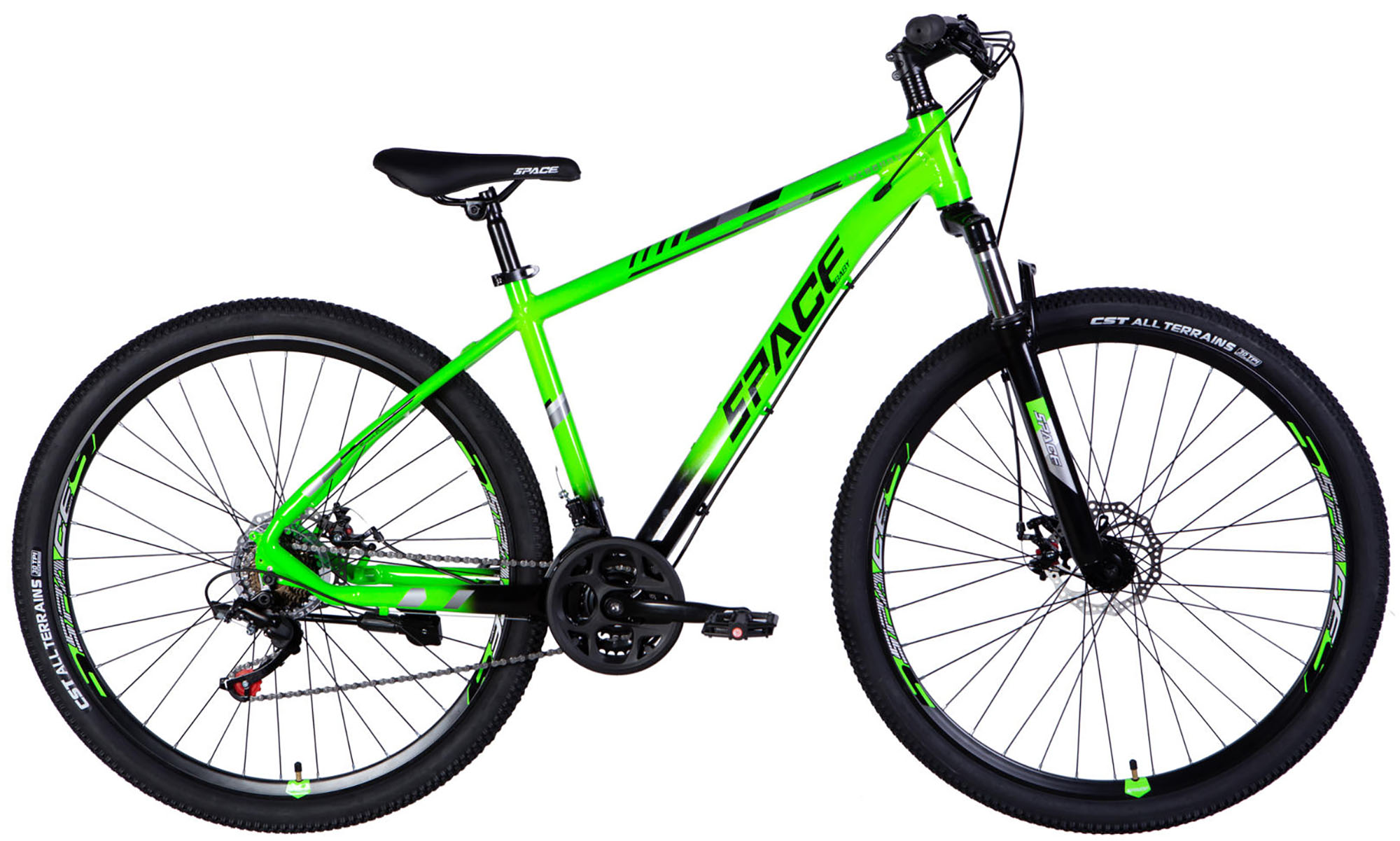 Велосипед SPACE MERCURY DD FR 29", размер L, рама-20", год 2026, зелено-черный 