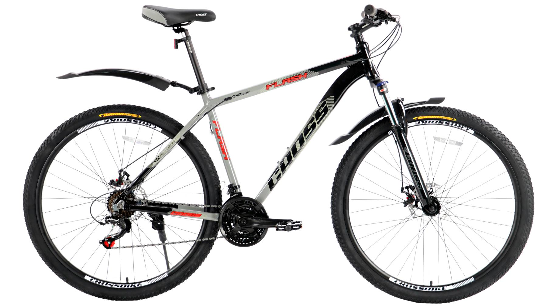 Фотографія Велосипед Cross Flash 27.5", розмір M рама 17" (2024), Сіро-чорний