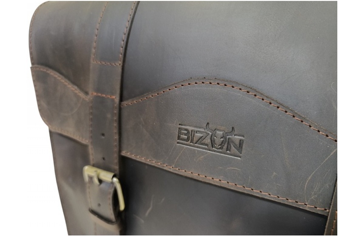 Велосумка Bizon Crazy Horse на багажник 2-х секционная коричневый 3