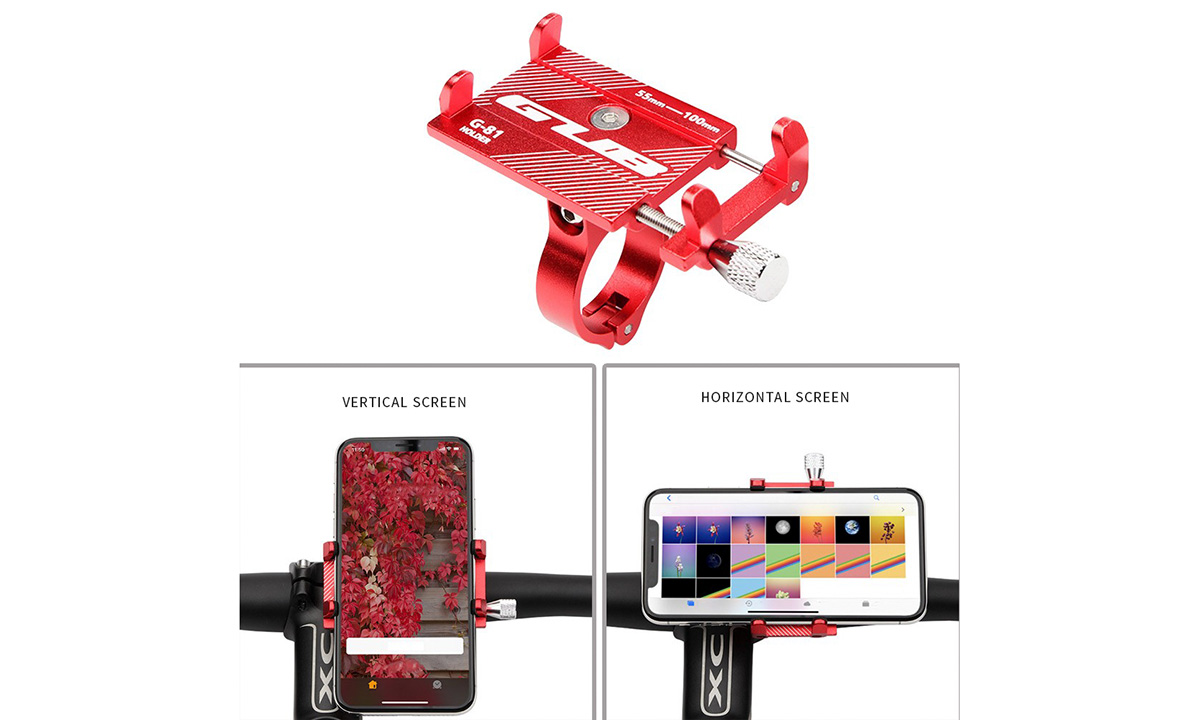 Тримач для смартфона 3,5-6,2", з алюмінієвим кріпленням на кермо/винос GUB G-86 червоний 3