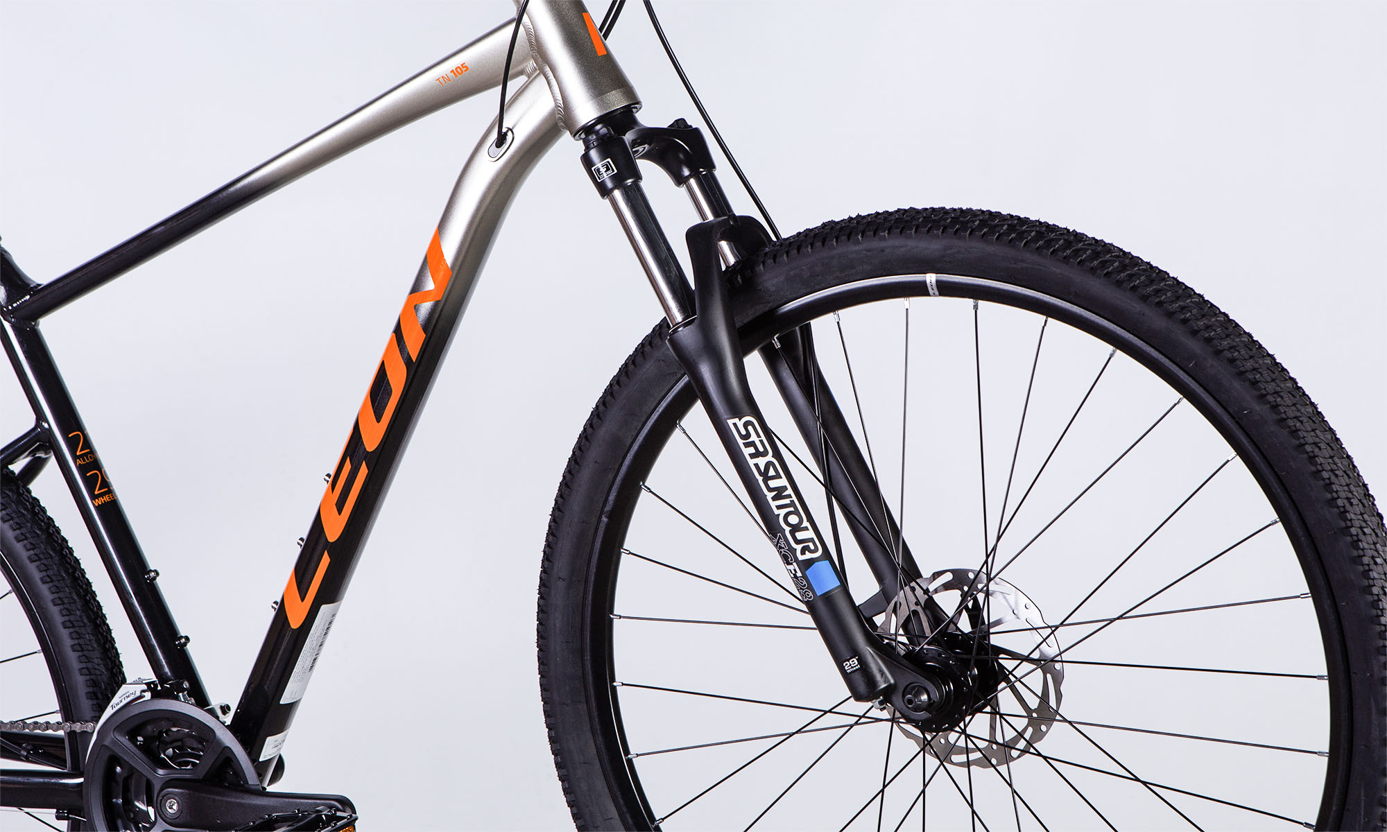 Велосипед Leon TN 105 DD CS 29", розмір XL, рама 21", рік 2025, сріблясто-чорний 4 Велосипед Leon TN 105 DD CS 29", розмір XL, рама 21", рік 2025, сріблясто-чорний 4