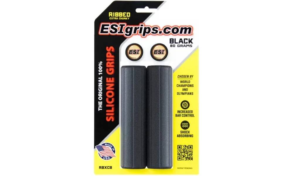 Гріпси ESI Ribbed Extra Chunky Black Silicone Bicycle Grips 2 Гріпси ESI Ribbed Extra Chunky Black Silicone Bicycle Grips 2