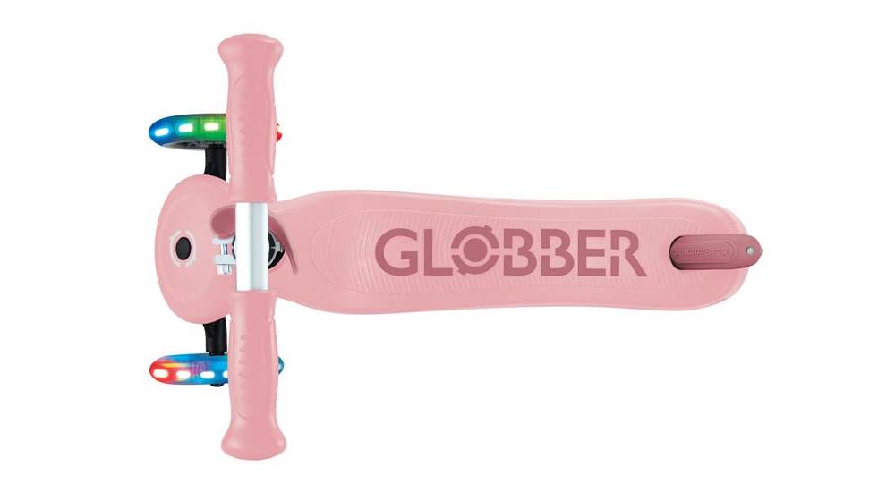 Фотография Самокат GLOBBER GO UP SPORTY со светящимися колёсами, пастельный розовый, 1+ 11
