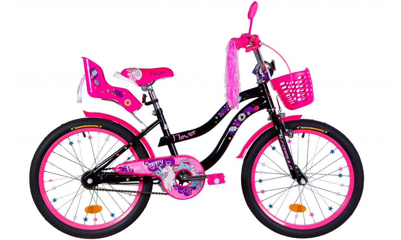 Фотографія Велосипед Formula FLOWER PREMIUM 20" (2020) 2020 Чорно-рожевий