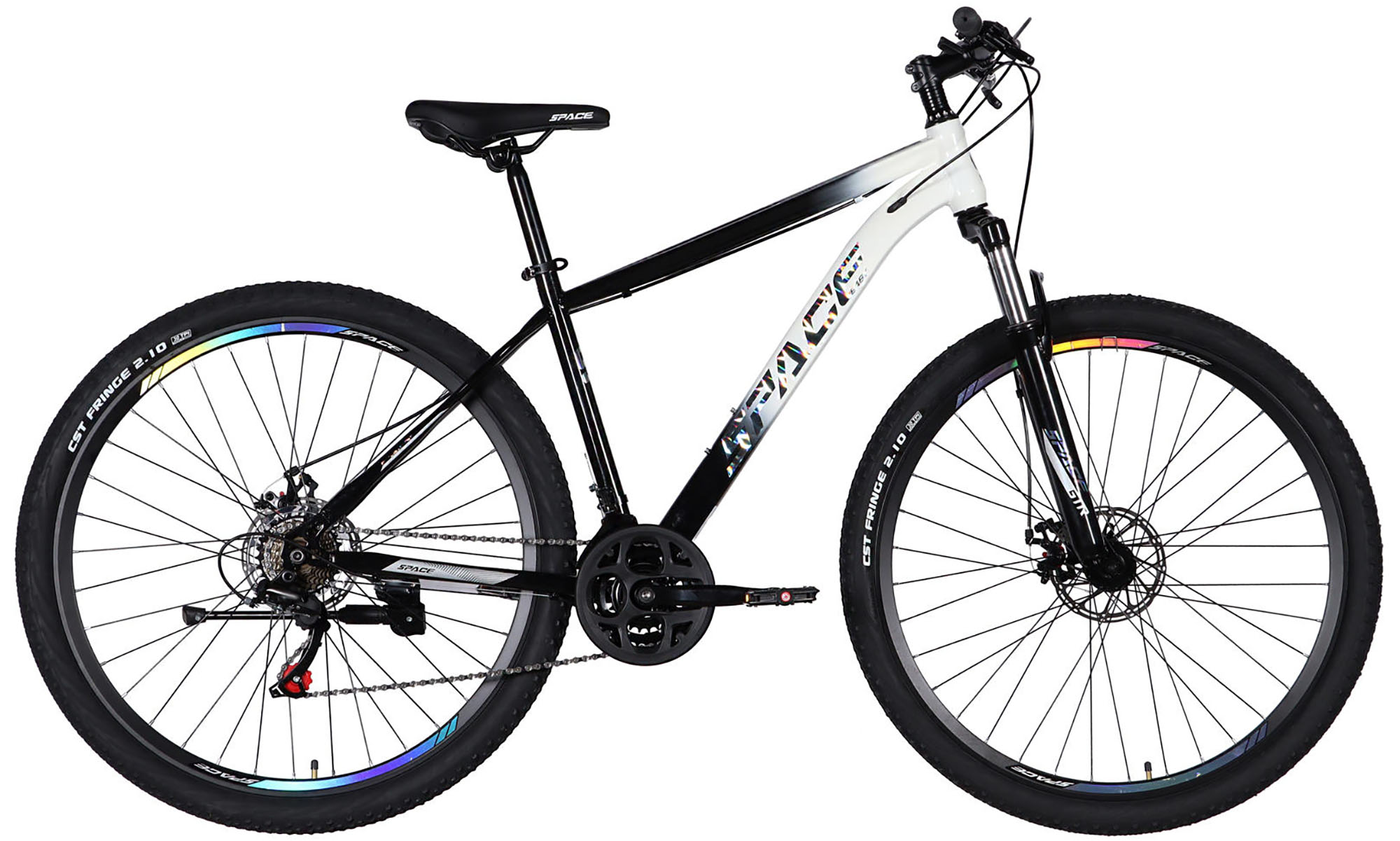 Велосипед SPACE MARS DD FR 27.5", размер M, рама-17", год 2026, черный с белым 