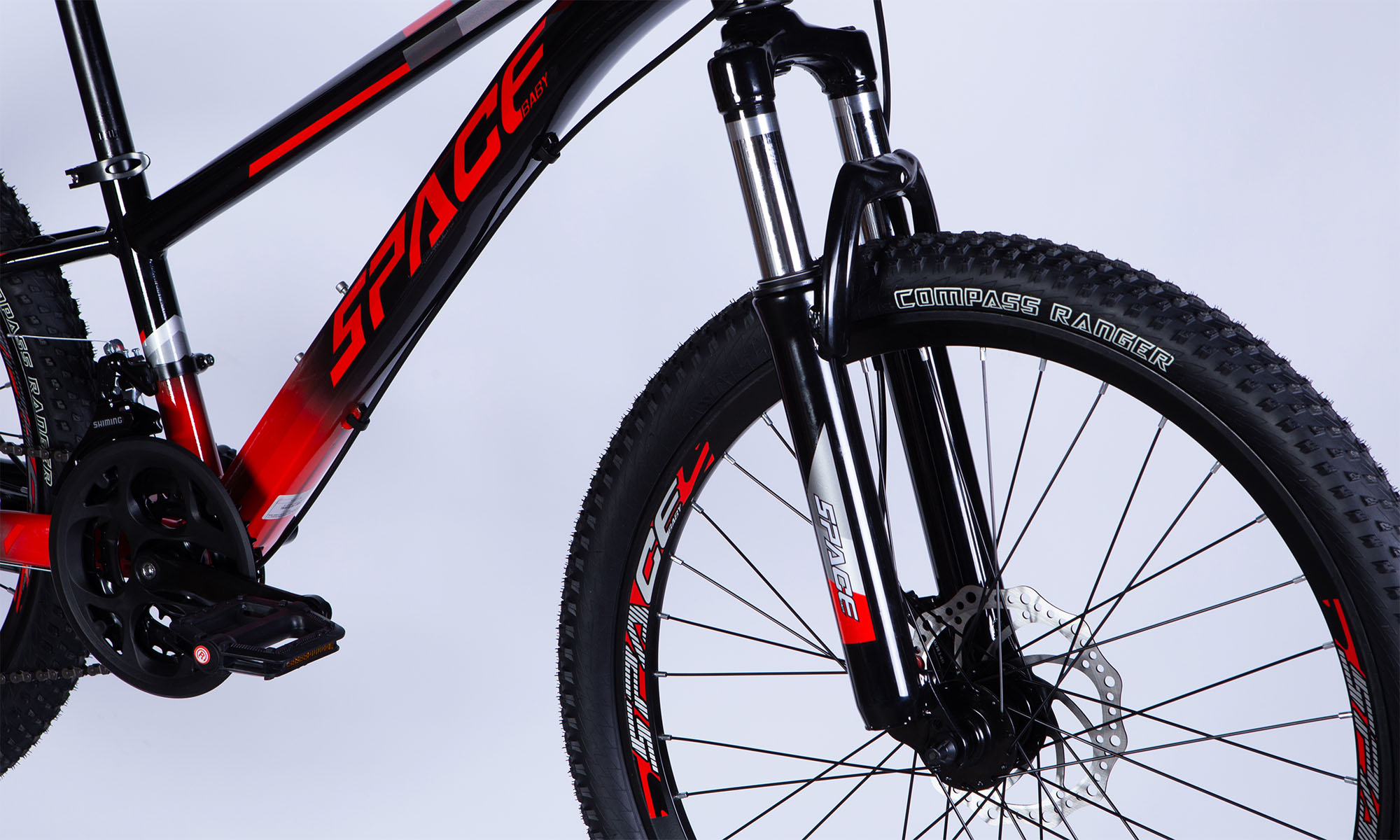 Велосипед SPACE MERCURY DD FR, 24", розмір XXS, рама-11", рік 2026, чорно-червоний 5