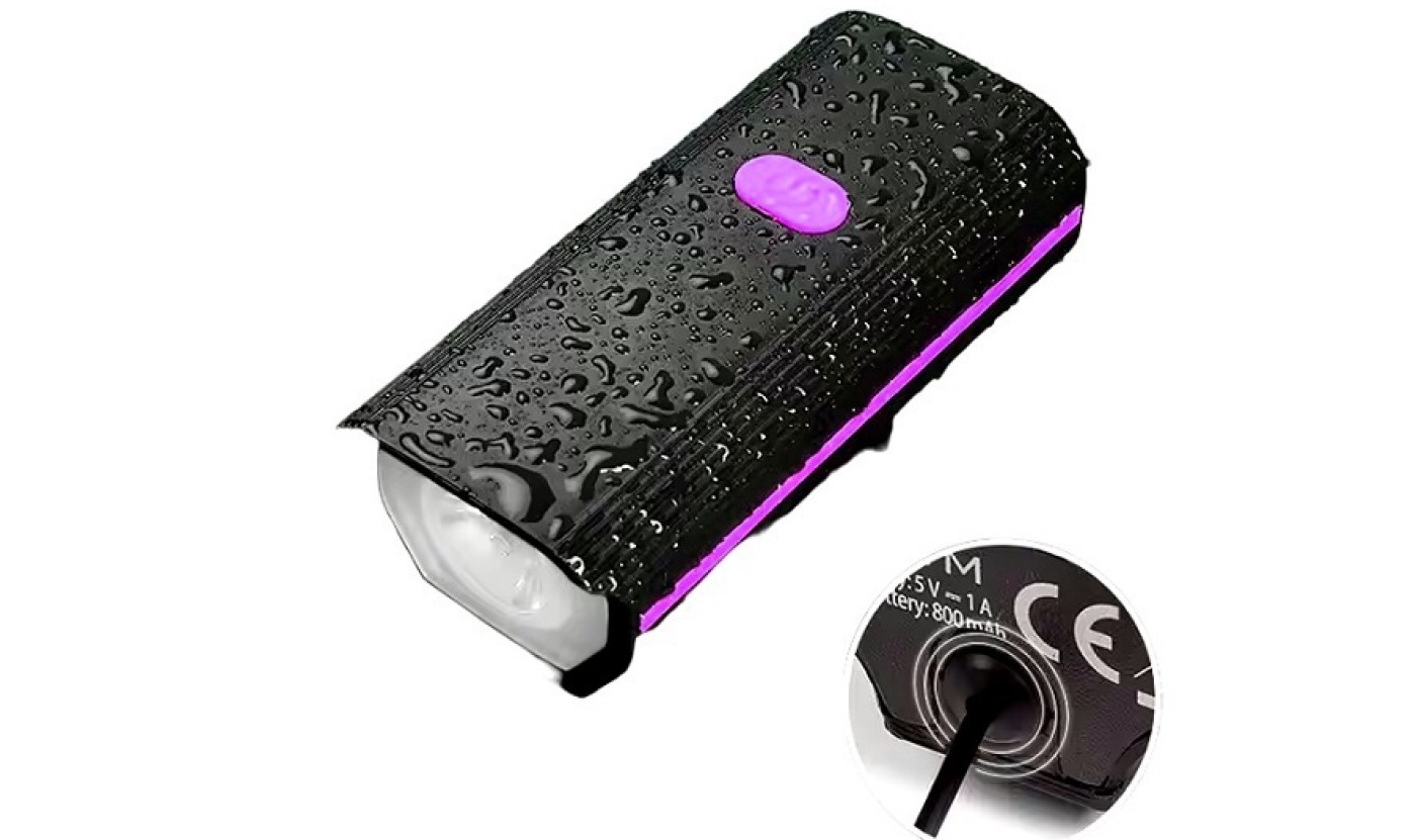 Передня фара GM-858 на кермі, чорний-віолеток 2 Передня фара GM-858 на кермі, чорний-віолеток 2