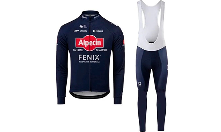 Велоформа Cycling Alpecin, утеплённая, с флисом, штаны с лямками, размер XL   2