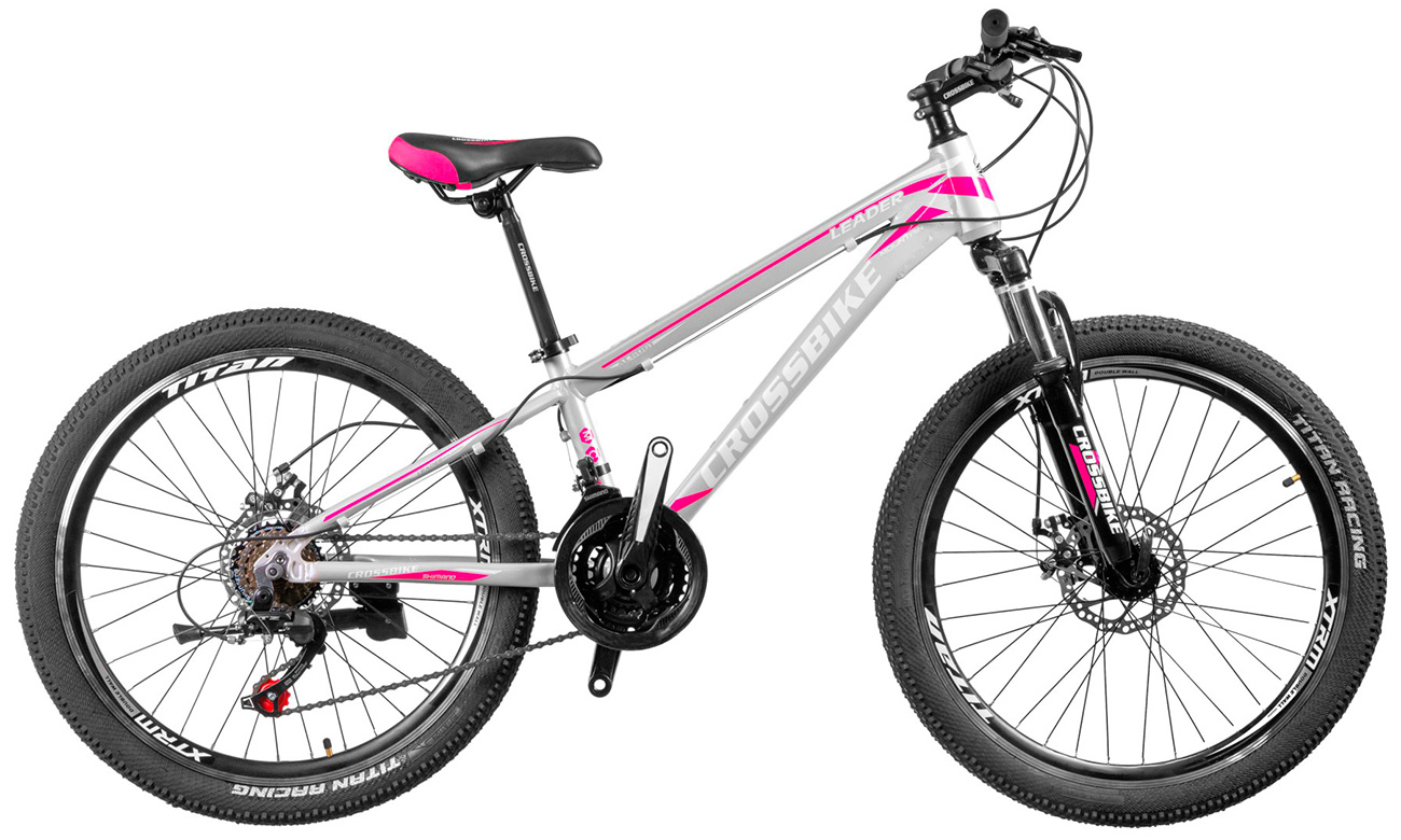 Фотография Велосипед Cross Leader 24" (2020) 2020 Серо-розовый