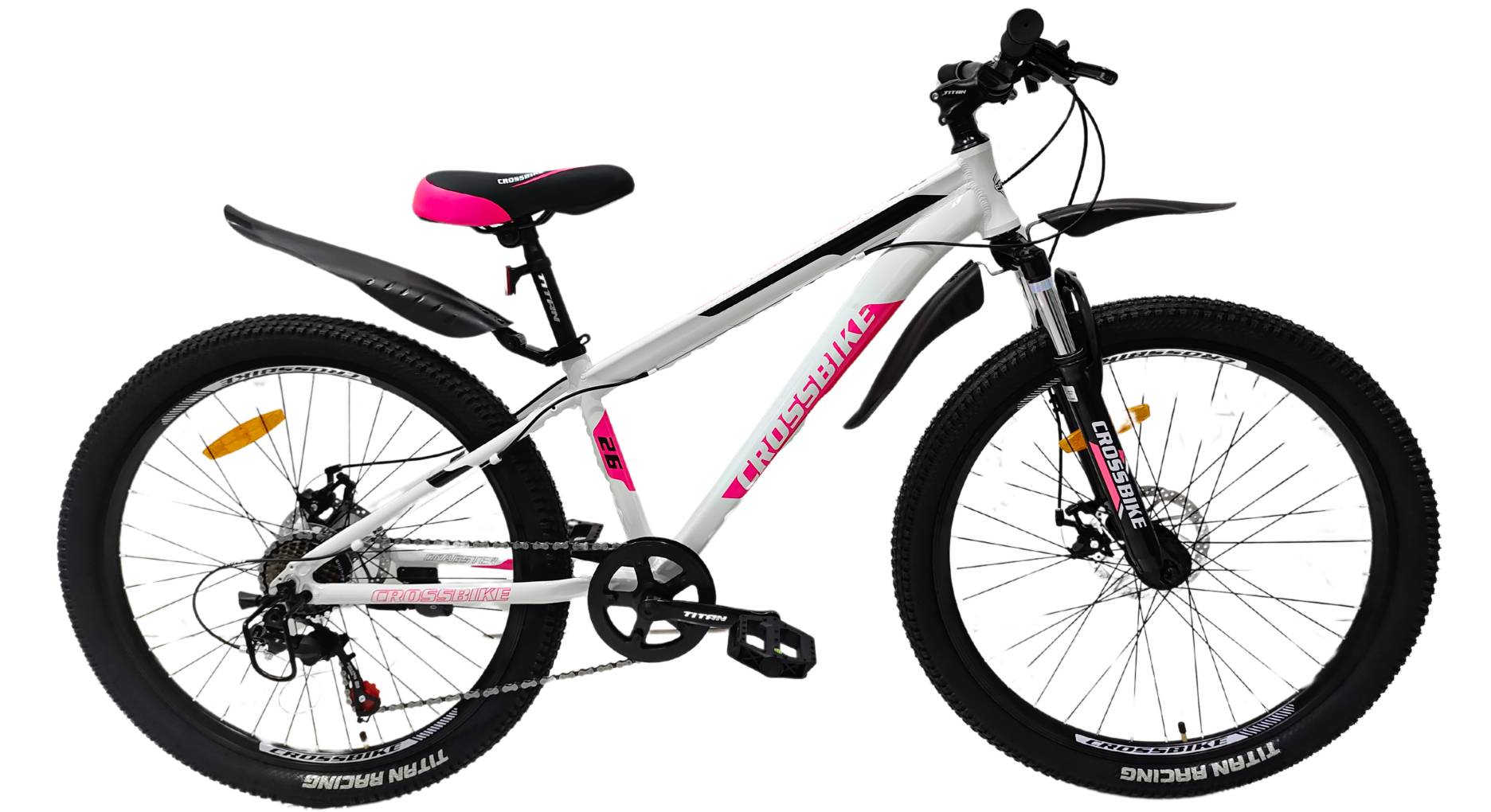 Фотографія Велосипед Crossbike Dragster Susp 26", рама XS рама 13" (2024), Бело-розовый