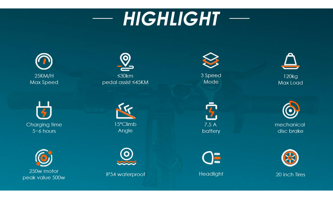 Електровелосипед KUGOO KIRIN V2 (250 Вт, 7,5 Ah, 36 В), 20", черный 5 Електровелосипед KUGOO KIRIN V2 (250 Вт, 7,5 Ah, 36 В), 20", черный 5