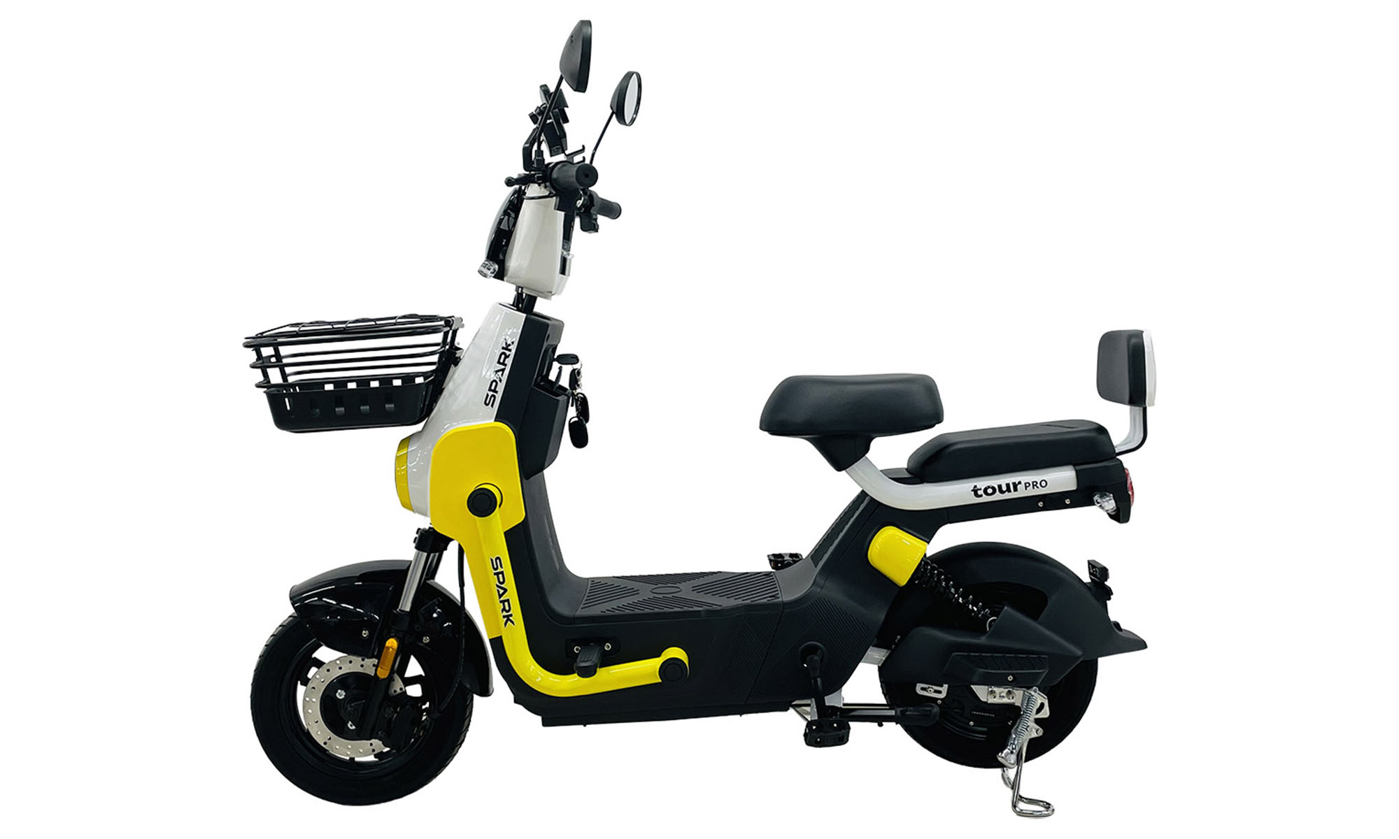 Велосипед с электромотором SPARK TOUR PRO 10", размер One Size, рама 14", 60V/1000W/20Ah, год 2026, белый с желтым 2