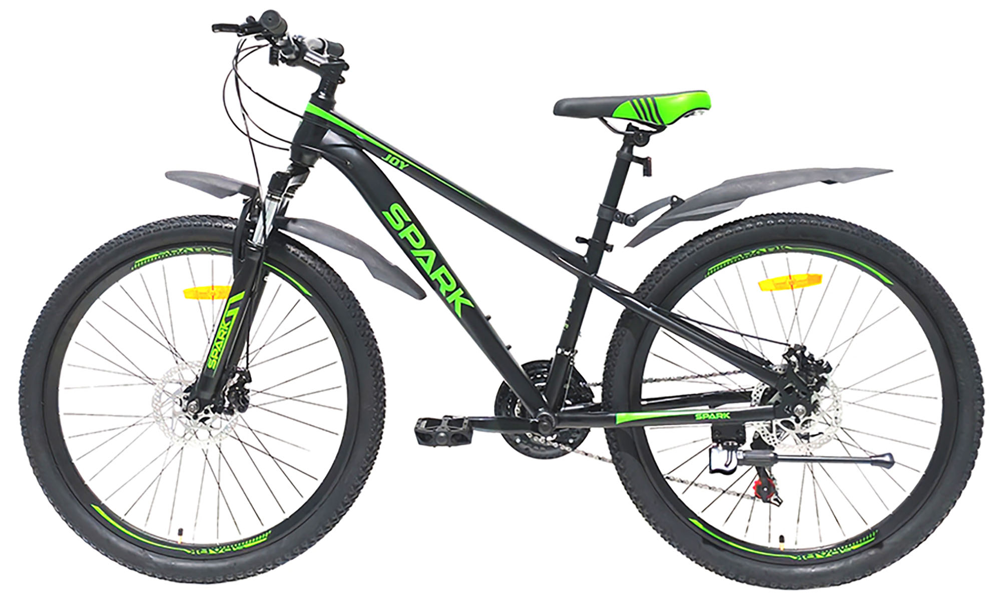 Велосипед SPARK JOY 26", размер XS, рама 13", 2025, черный с зеленым 3