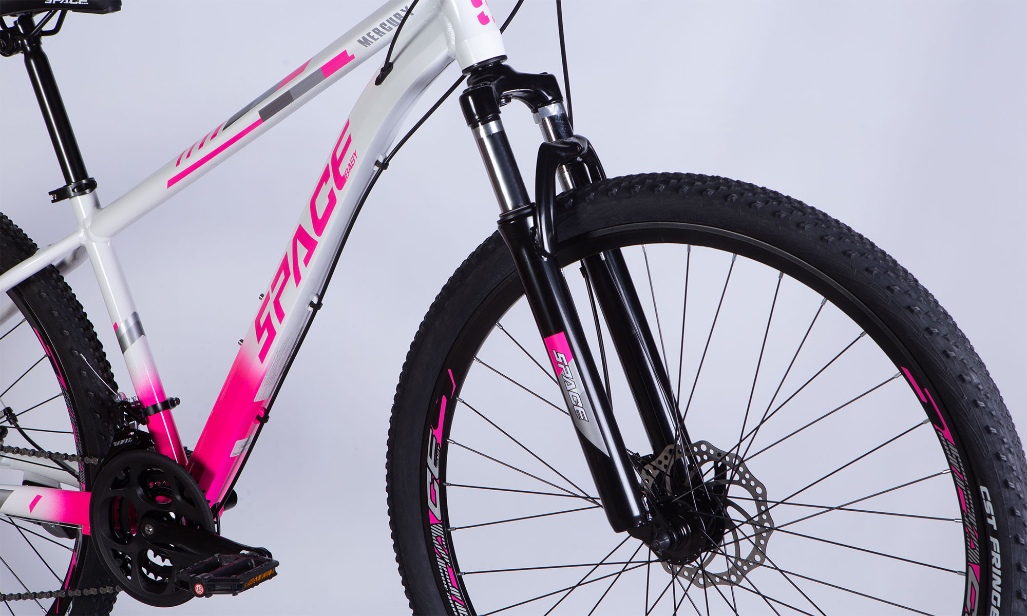 Велосипед SPACE MERCURY DD FR 29", размер S, рама-16", 2025, бело-розовый 4 Велосипед SPACE MERCURY DD FR 29", размер S, рама-16", 2025, бело-розовый 4