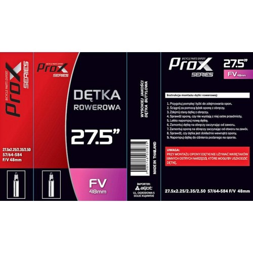 Камера Prox 27,5" x 2,25-2,35 FV 48мм 2 Камера Prox 27,5" x 2,25-2,35 FV 48мм 2