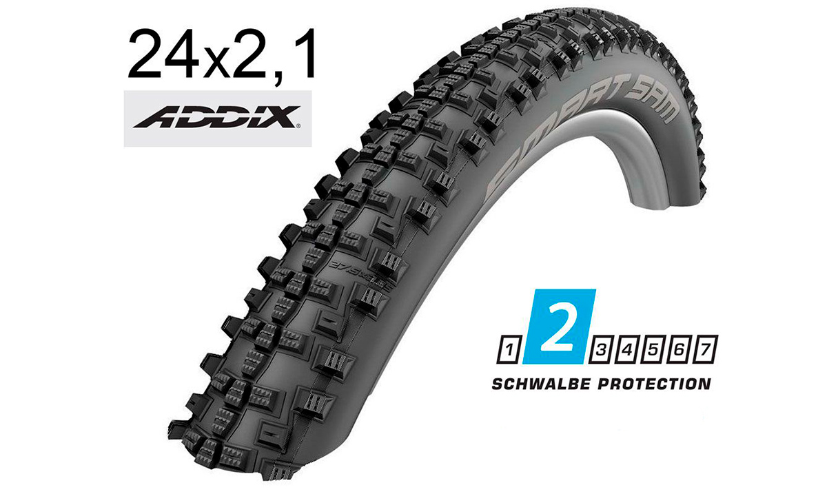 Фотография Покрышка Schwalbe 24x2.10 (54-507) SMART SAM Performance B/B-SK HS476 Addix 67EPI black