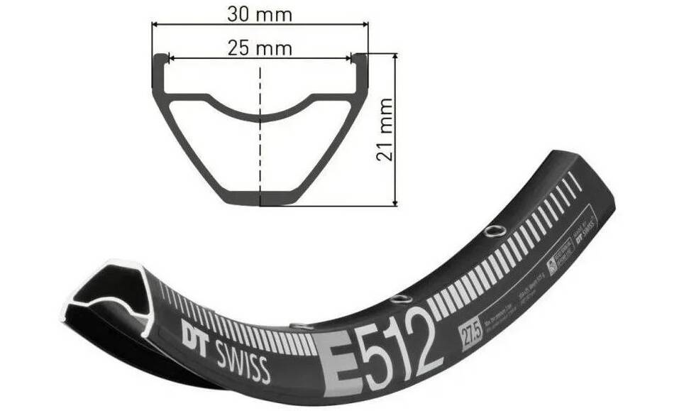 Обод DT Swiss E 512, 27.5", размер 584×25 мм, 28 отверстий, ниппель Presta, дисковые тормоза, черный 2