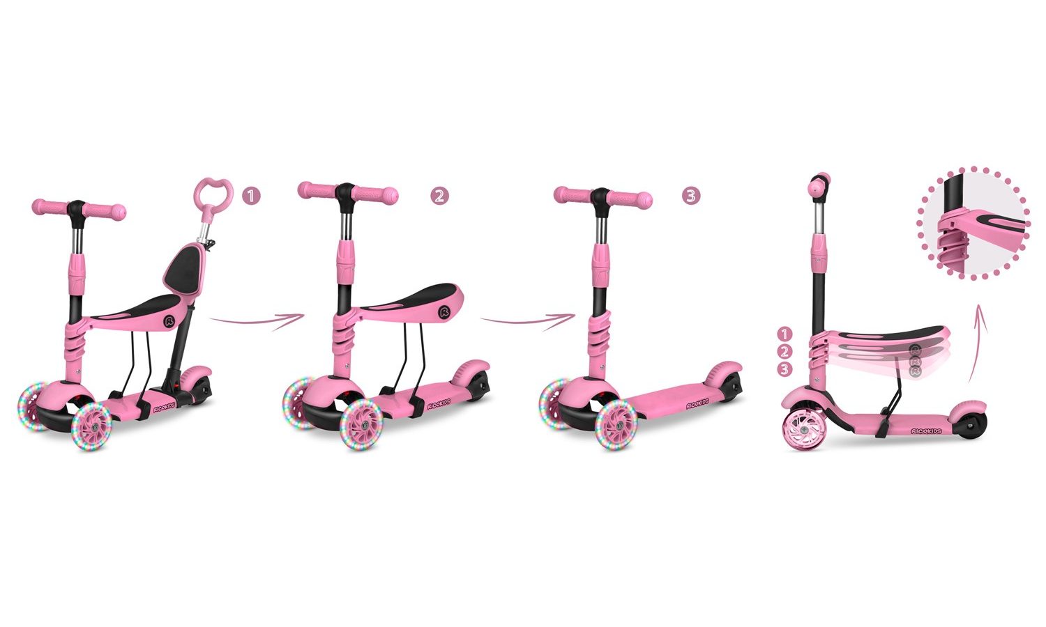 Самокат дитячий триколісний Ricokids Piko рожевий 4 Самокат дитячий триколісний Ricokids Piko рожевий 4