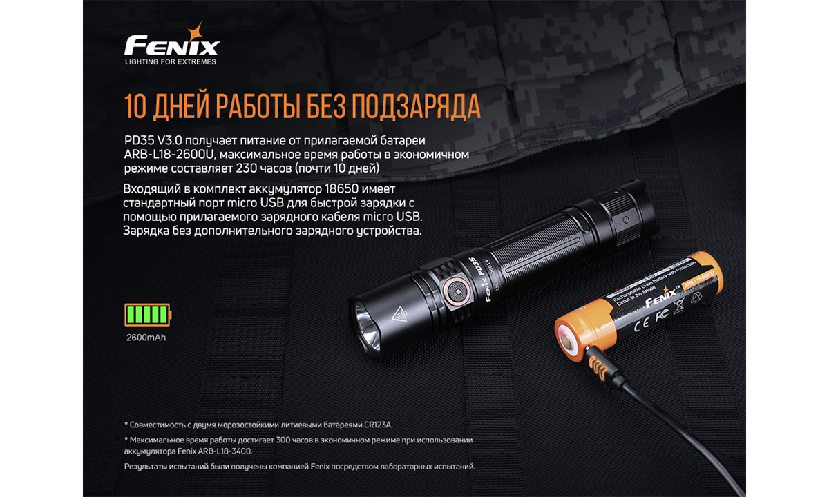 Фонарь ручной тактический Fenix PD35 V3.0 10