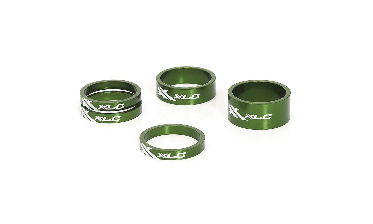 Фотография Проставочные кольца XLC AS-A02, 1 1/8" (3x5, 1x10, 1x15), 5 шт. Зеленый