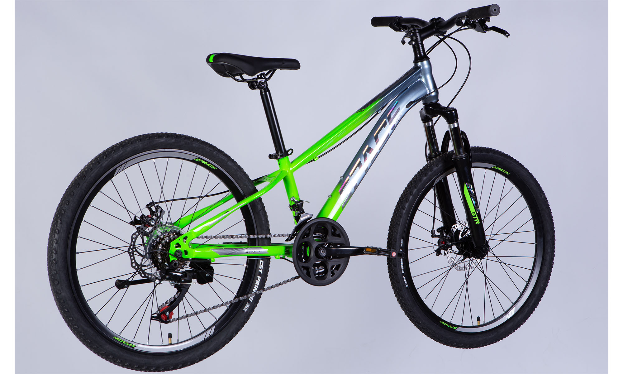 Велосипед SPACE MARS DD FR 24", размер XXS рама-11", год 2026, зелено-серебристый 4